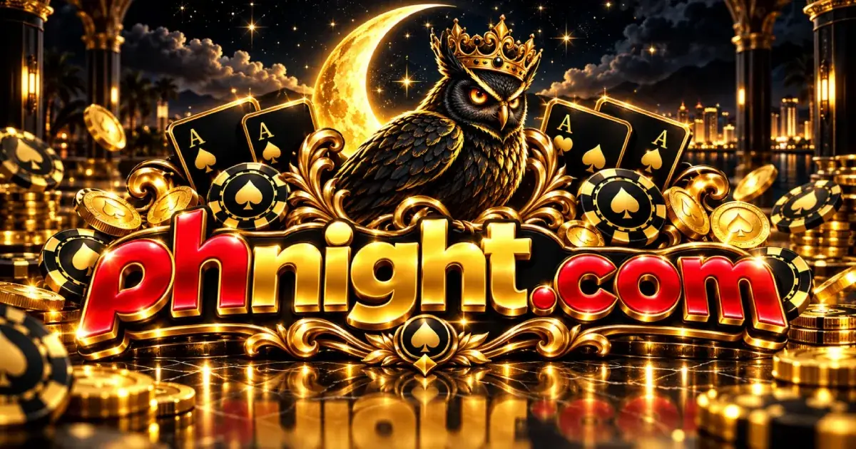phnight crowned owl, crescent moon, cards and gold casino artwork